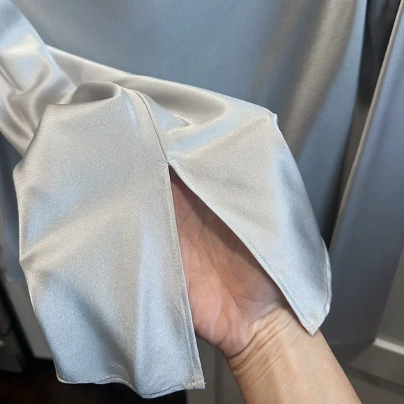 NWT Antonio Melani Shimmering Ice Silk Cowl Neck Blouse – Silver | Size M - Picture 8 of 8